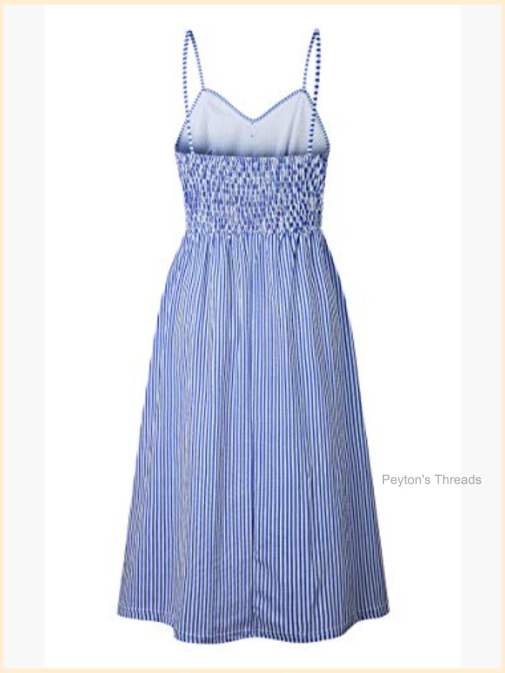 Bohemian Spaghetti Strap Button Down Swing Midi Dress - Picture 4 of 6